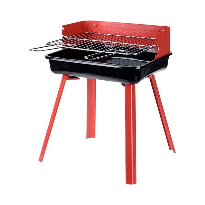 Gratar pe carbuni, inaltime reglabila, compact, metalic, rosu 360x310x450 mm - imagine 6